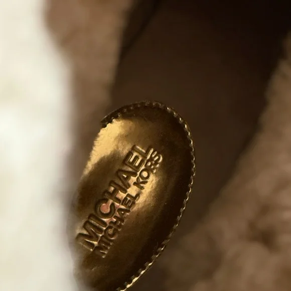 MICHAEL KORS Liv Cream and Brown High-Top Sneakers Size 8 Women - Picture 11 of 15